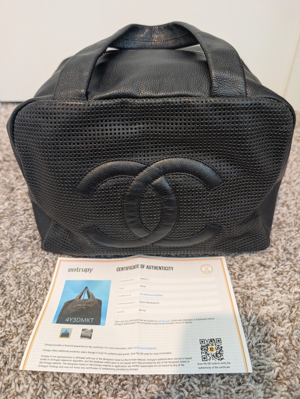 Authentic Chanel Black Perforated Leather CC Handle Bag - Picture 2 of 16